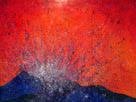 Erupci�n Turrialba, Alberto Calder�n, acr�lico/ tr�ptico, 2010