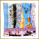 "Bandeera de proteccin" ensamble de textiles, intervenidos con acrlico,resina y objetos, 2009
