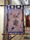 "Plegaria por ocanos" Plegaria por la Paz" ensamble de textiles, intervenidos con pintura, objetos y bordados, 2009